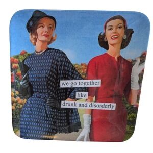 Funny Friendship Tray "We Go Together Like Drunk and Disorderly" Retro Women